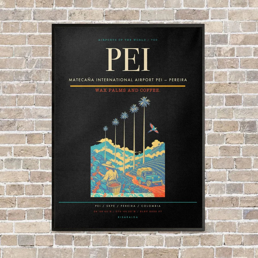 Matecaña International Airport PEI — Pereira vertical canvas print - framed - black background