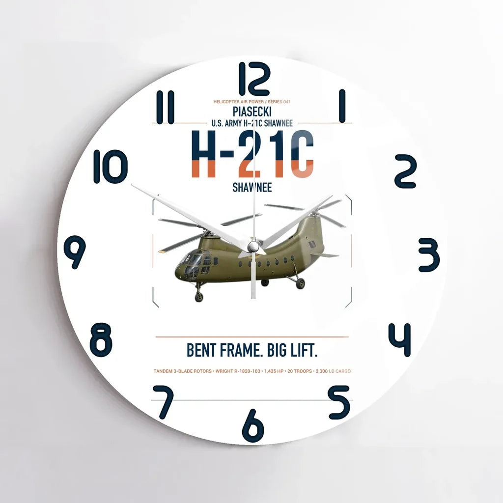 Piasecki H-21C Shawnee design on white no frame wall clock
