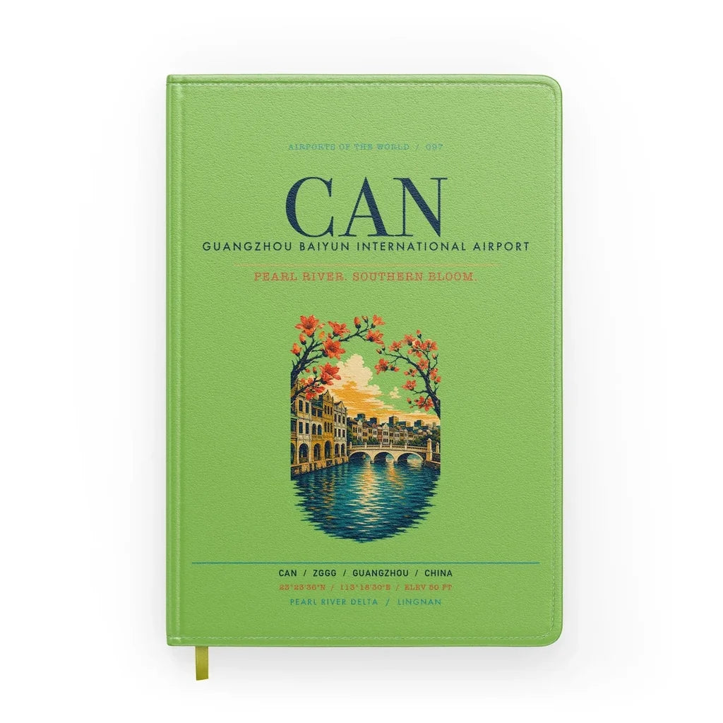 Guangzhou Baiyun International Airport (CAN) design on light green notebook