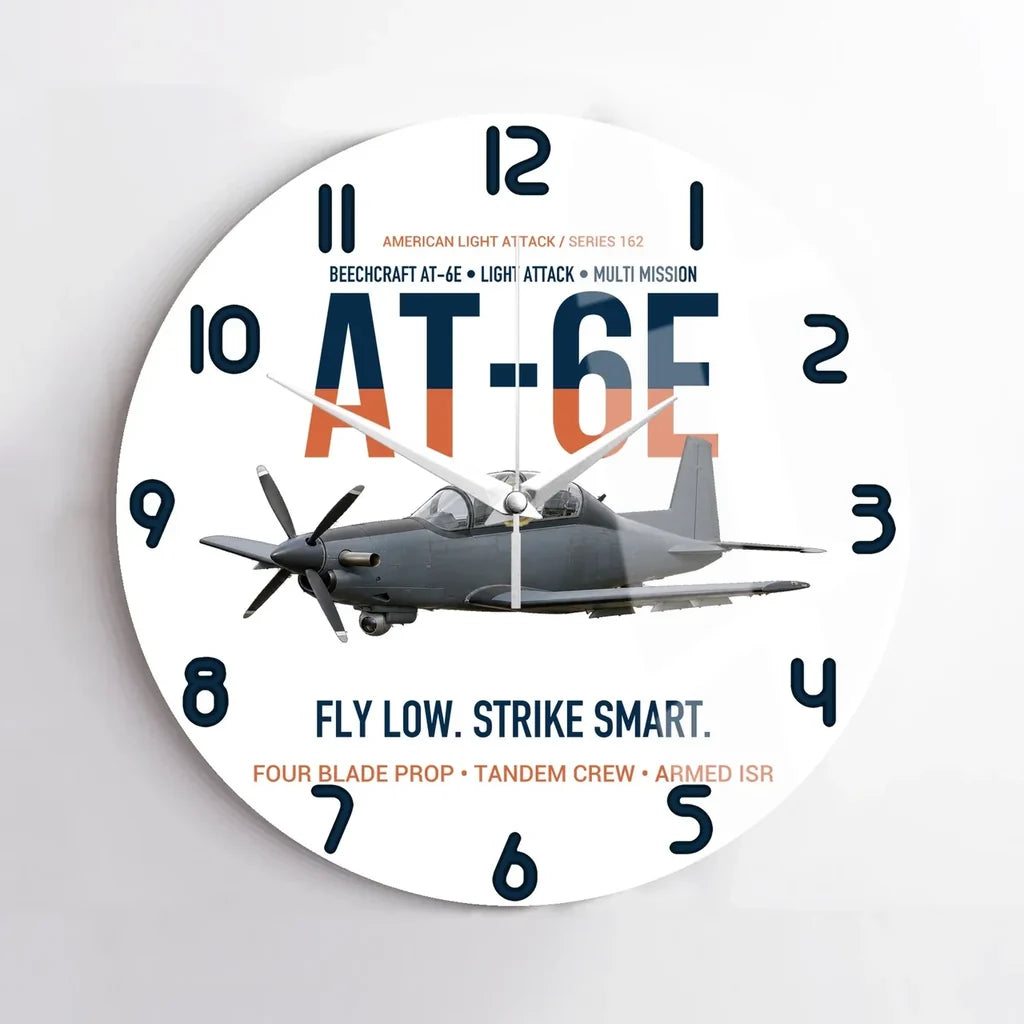 AT-6E Wolverine Light Attack design on white no frame wall clock