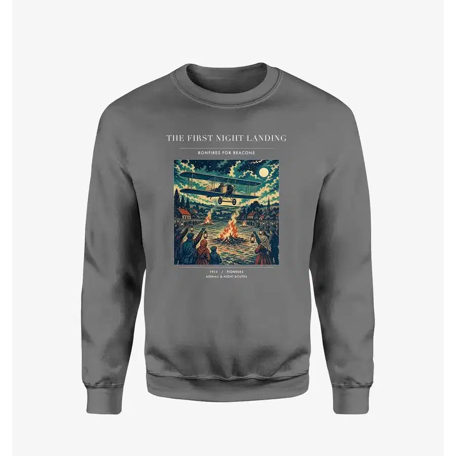 VINTAGE G4327 - The First Night Landing - Designed Sweatshirts design on gray