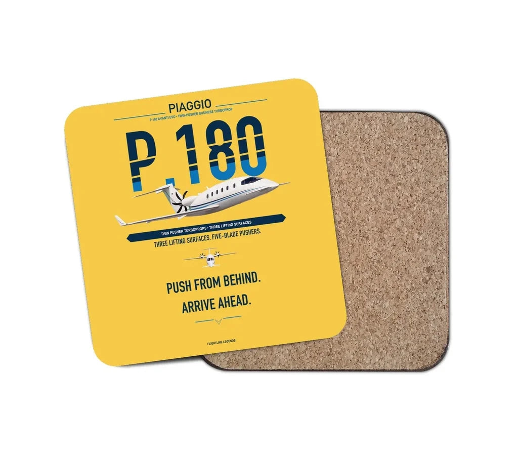 Piaggio P.180 Avanti EVO design on yellow 1 piece coaster