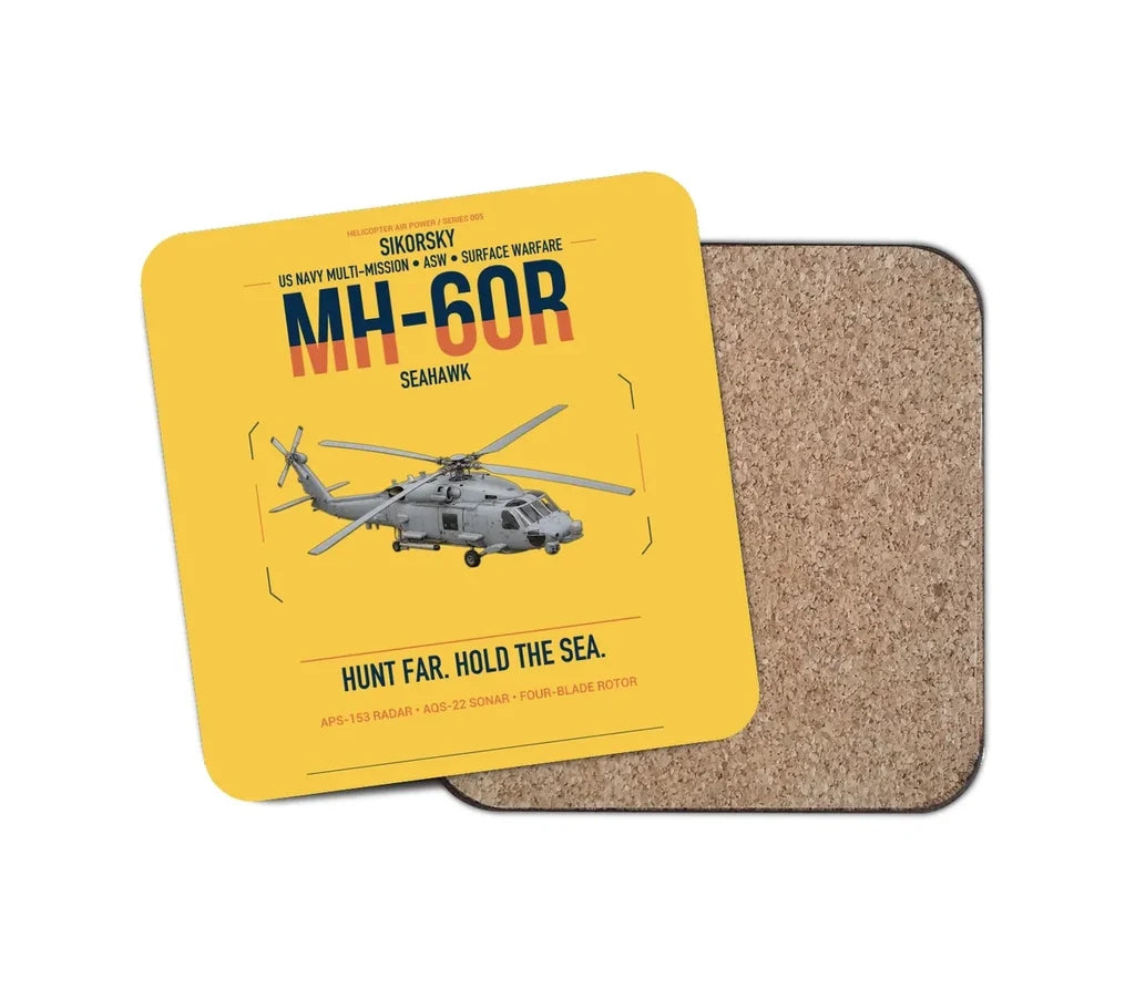 Sikorsky MH-60R Seahawk design on yellow 1 piece coaster