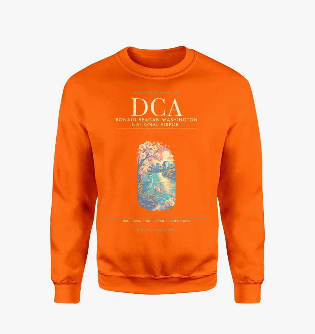 Ronald Reagan Washington National Airport DCA Sweatshirt - Orange