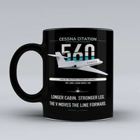 Thumbnail for Cessna Citation 560 - Citation V design on black ceramic mug, double-side print