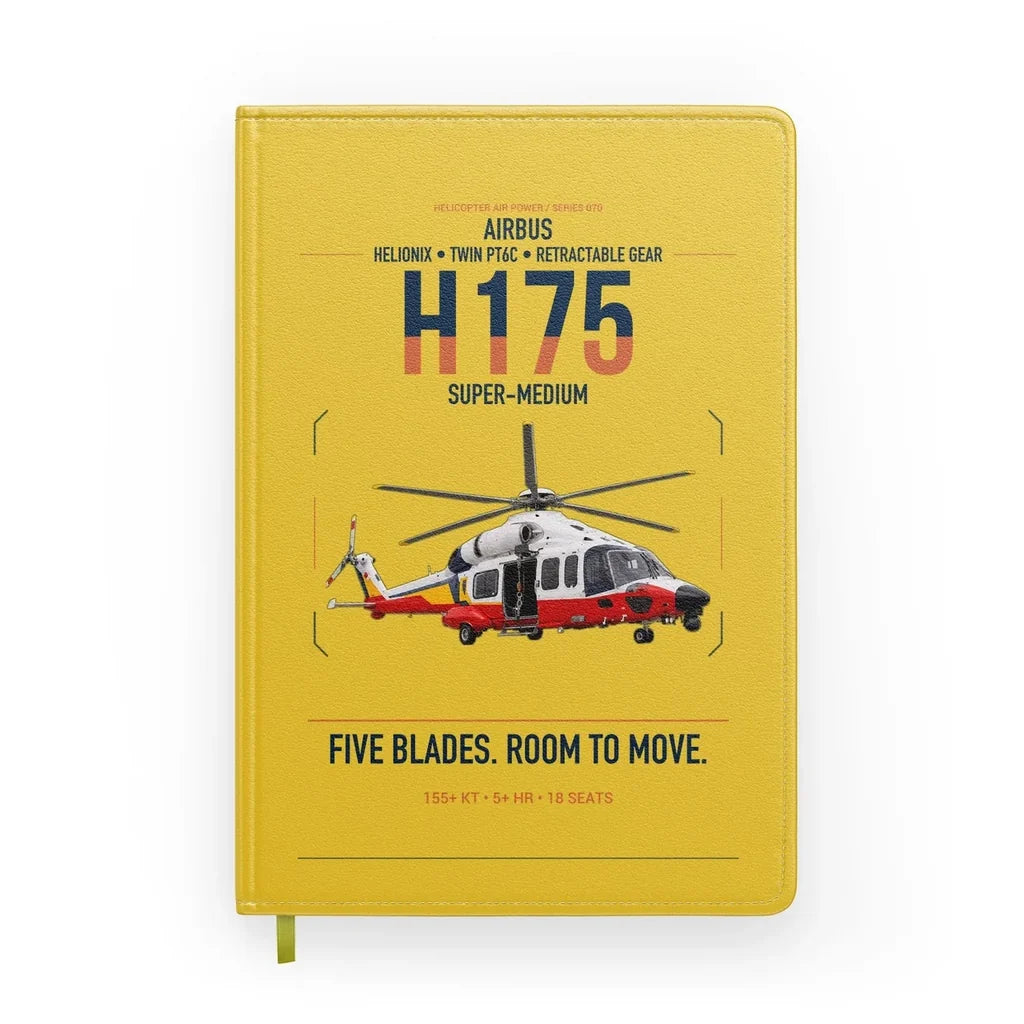 Airbus H175 design on yellow notebook