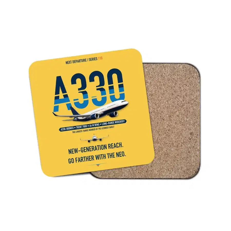 Airbus A330-800neo design on yellow 1 piece coaster