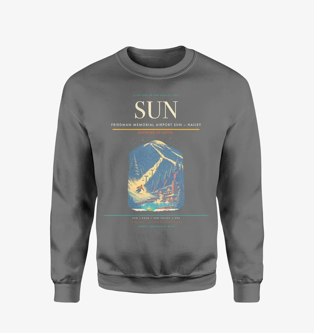 Friedman Memorial Airport (SUN) design on gray sweatshirt