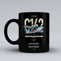 Thumbnail for Cessna 162 Skycatcher design on black ceramic mug, double-side print