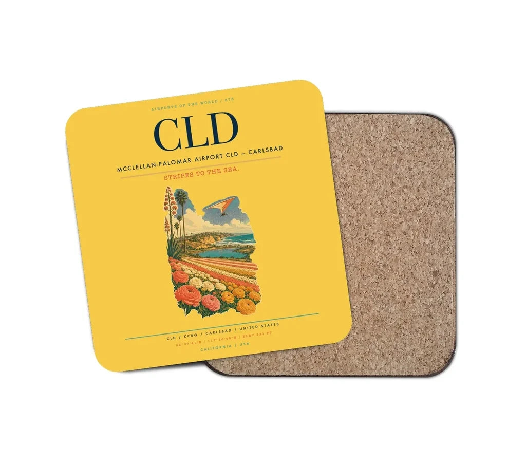 McClellan-Palomar Airport (CLD) design on yellow 1 piece coaster