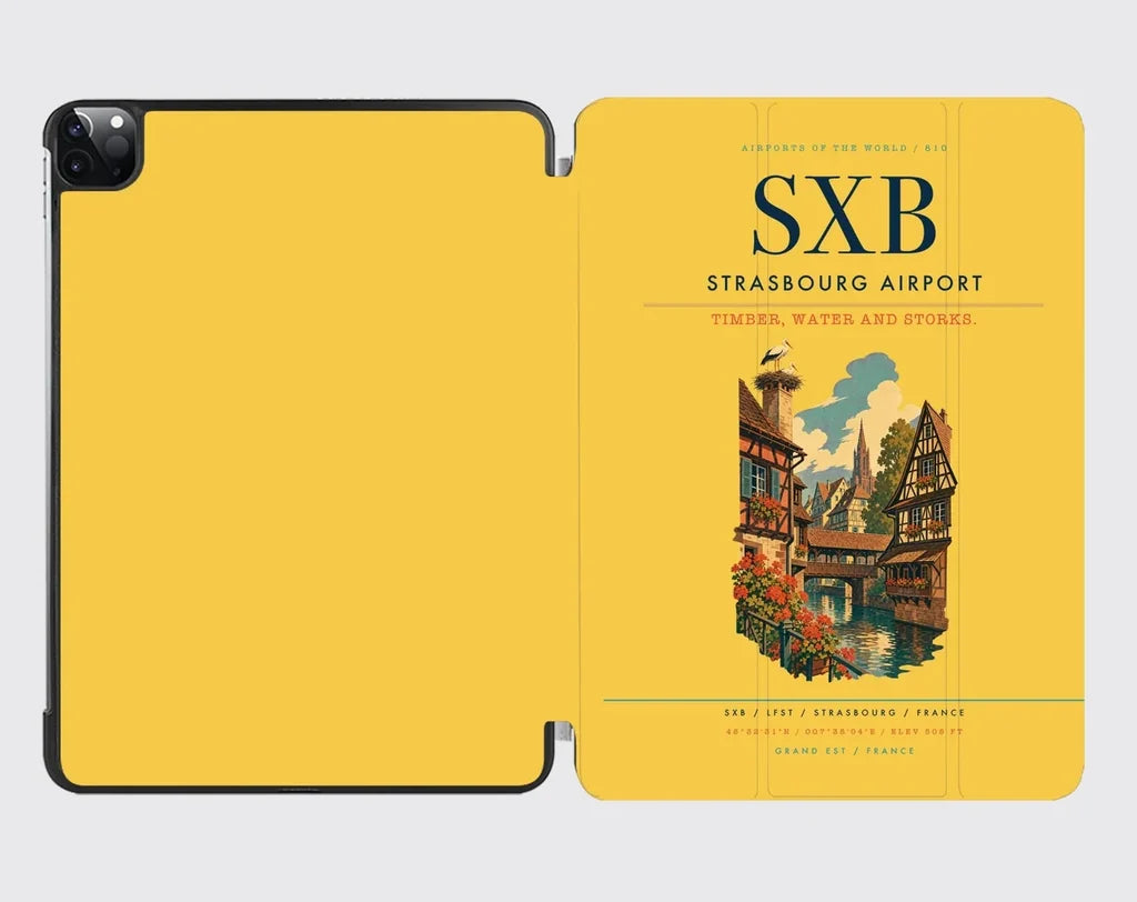 Strasbourg Airport (SXB) design on yellow ipad tablet case