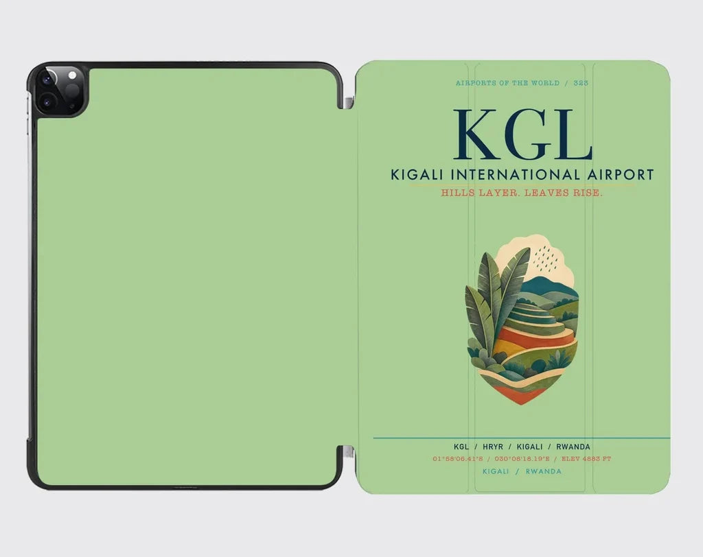 Kigali International Airport (KGL) design on light green ipad tablet case
