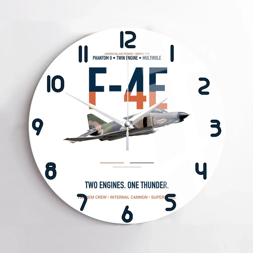 F-4E Phantom II Two Engines One Thunder design on white no frame wall clock