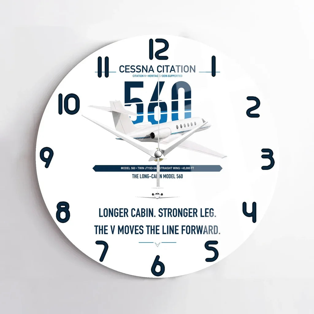Cessna Citation 560 - Citation V design on white no frame wall clock