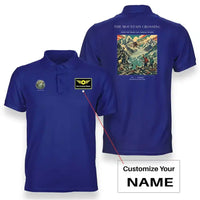 Thumbnail for VINTAGE G4006 - The Mountain Crossing - Double-Side Polo T-Shirt design on blue+name