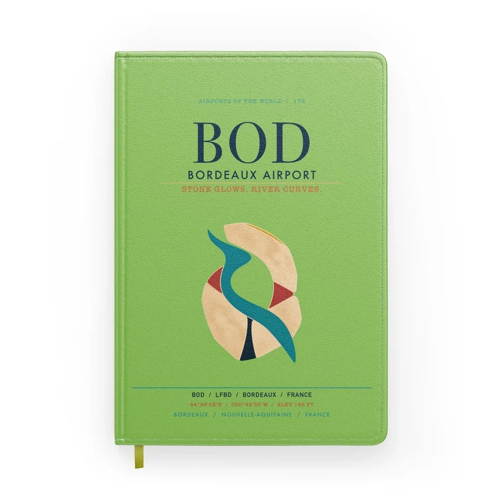 Bordeaux Airport (BOD) design on light green notebook