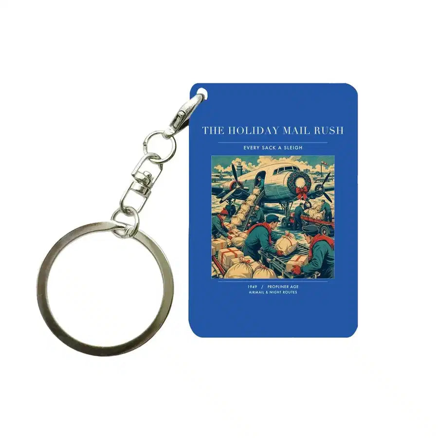 VINTAGE G4255 - The Holiday Mail Rush - Designed Key Chain design on blue
