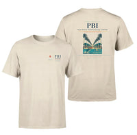 Thumbnail for Palm Beach International Airport (PBI) design printed on beige double-side t-shirt