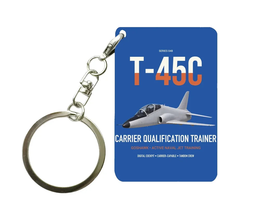 T-45C Goshawk design on blue designed key chain, double-side print