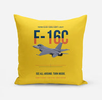 Thumbnail for F-16C Fighting Falcon See All Around Turn Inside design on yellow pillow