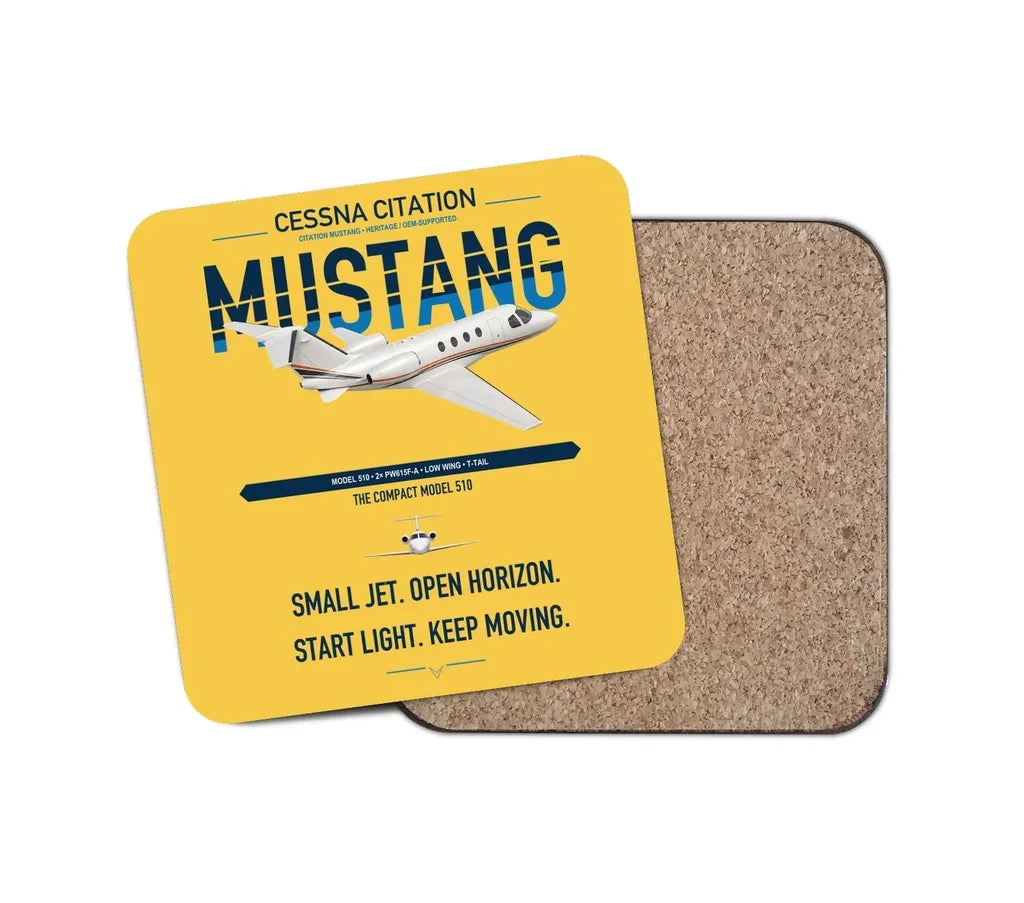 Cessna Citation Mustang design on yellow 1 piece coaster