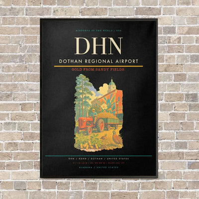 Dothan Regional Airport DHN vertical canvas print - framed - black background