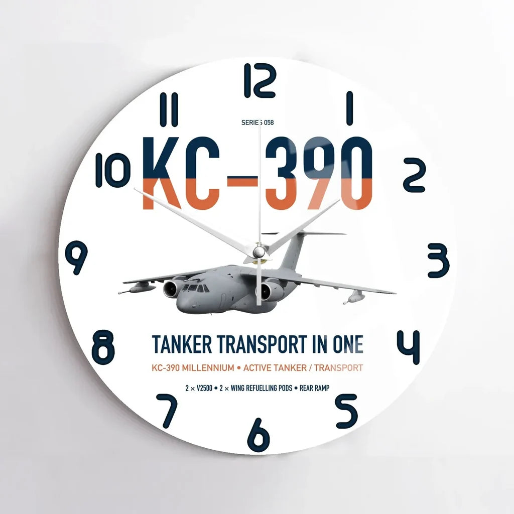 Embraer KC-390 Millennium design on white no frame wall clock