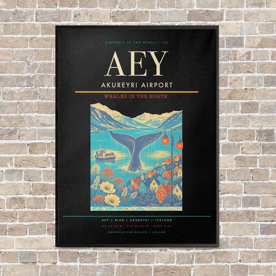 Akureyri Airport AEY - Canvas Framed - Black