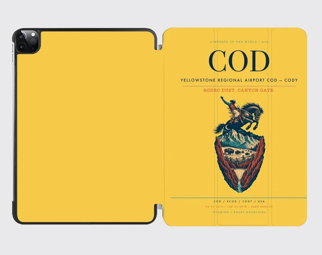 Yellowstone Regional Airport (COD) design on yellow ipad tablet case