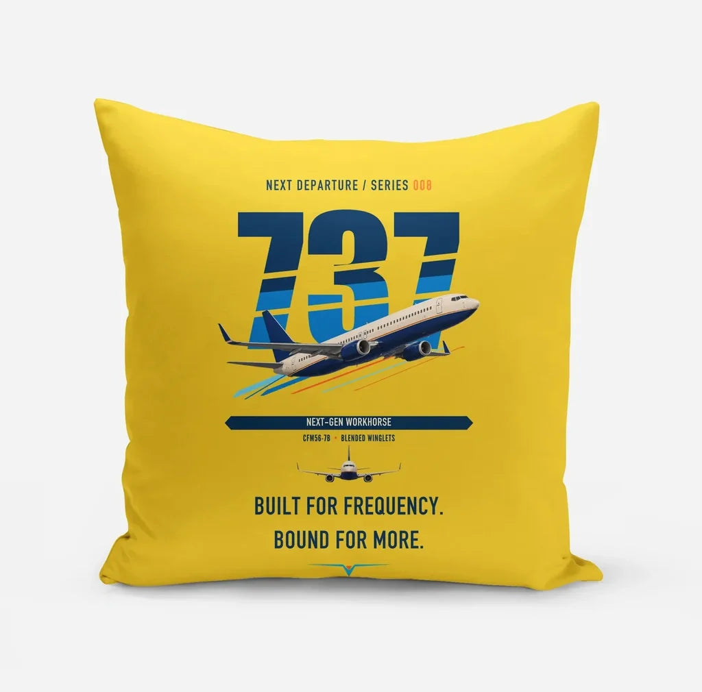 Boeing 737-800 NG design on yellow pillow