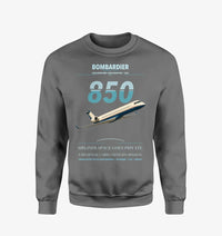 Thumbnail for Bombardier Challenger 850 design on gray sweatshirt