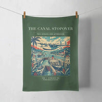 Thumbnail for VINTAGE G4077 - The Canal Stopover - Designed Towels design on darkgreen