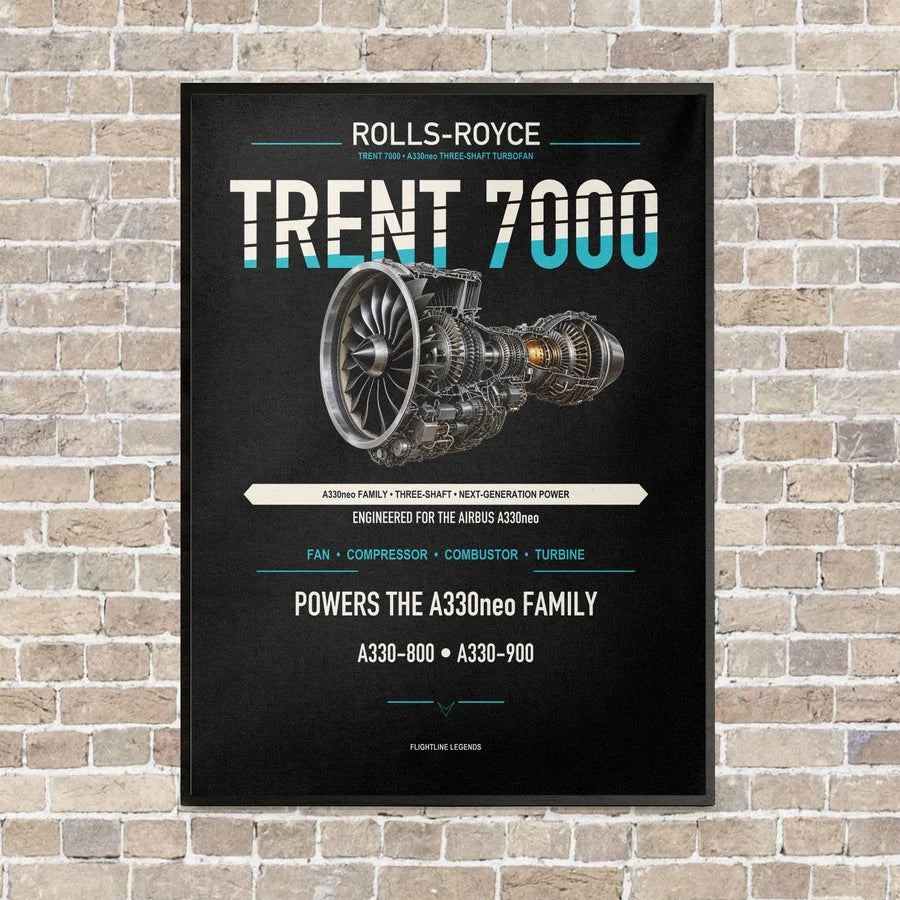TRENT 7000 vertical canvas print - framed - black background