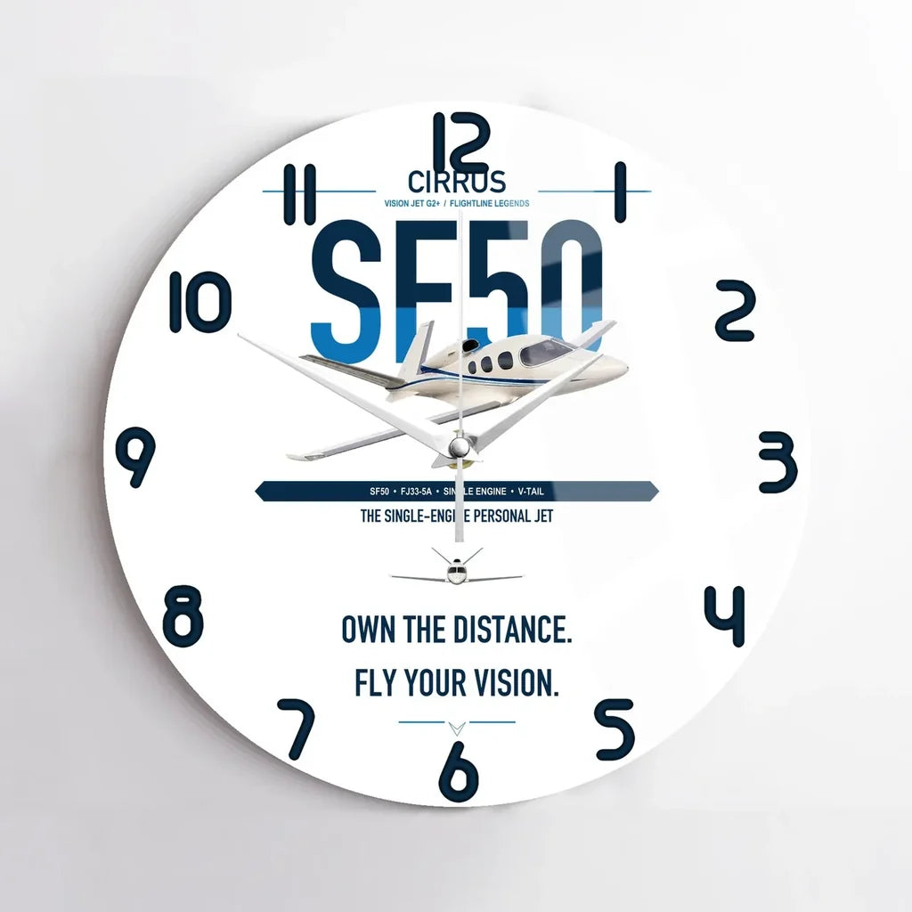 Cirrus Vision Jet G2+ design on white no frame wall clock