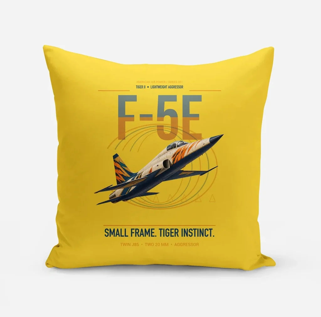 F-5E Tiger II design on yellow pillow