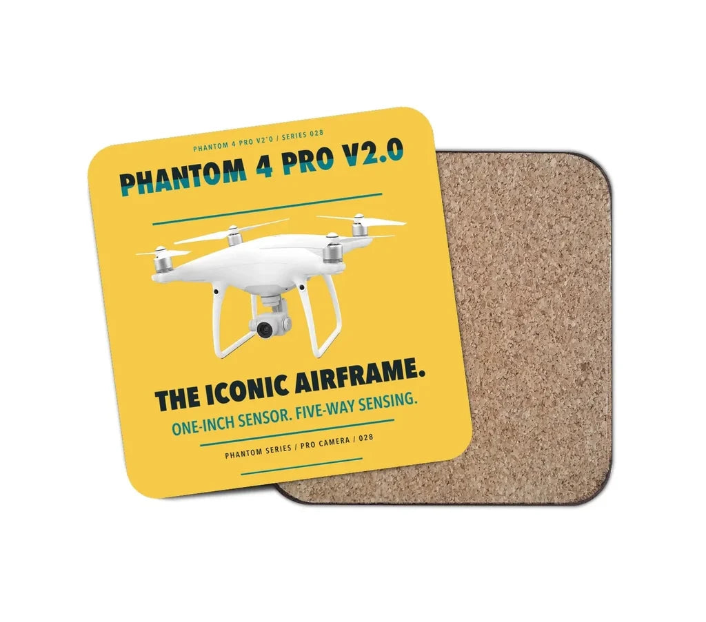 DJI Phantom 4 Pro V2.0 design on yellow 1 piece coaster