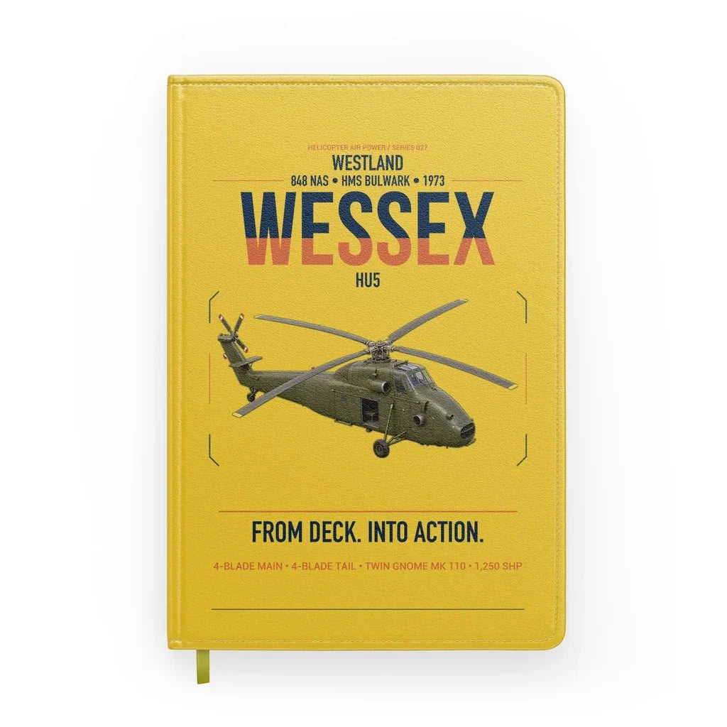 Westland Wessex HU5 design on yellow notebook