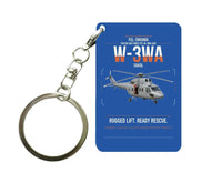 Thumbnail for PZL-Świdnik W-3WA Sokół design on blue designed key chain, double-side print