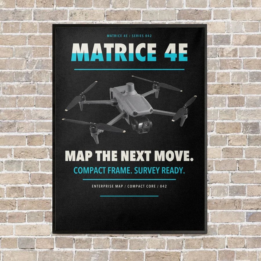 DJI Matrice 4E vertical canvas print - framed - black background