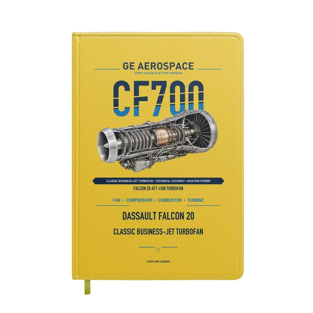 CF700 design on yellow notebook
