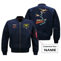 Thumbnail for SIGNAL 586 - Pontoons Point Toward Tomorrow - Bomber Jacket design on blue bomber jacket with custom name badge