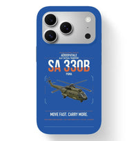 Thumbnail for Aérospatiale SA 330B Puma design on blue magsafe iphone case, for iPhone 17 Pro