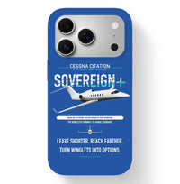Thumbnail for Cessna Citation Sovereign+ design on blue magsafe iphone case, for iPhone 17 Pro