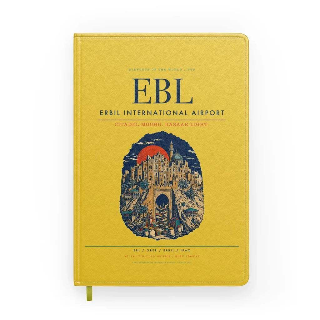 Erbil International Airport (EBL) design on yellow notebook