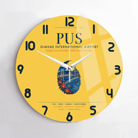 Thumbnail for Gimhae International Airport Busan (PUS) design on yellow no frame wall clock