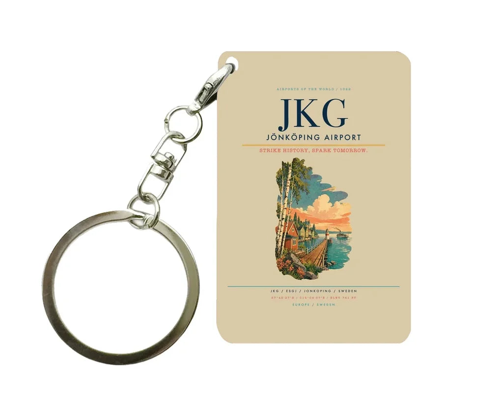 Jönköping Airport (JKG) design on beige key chain
