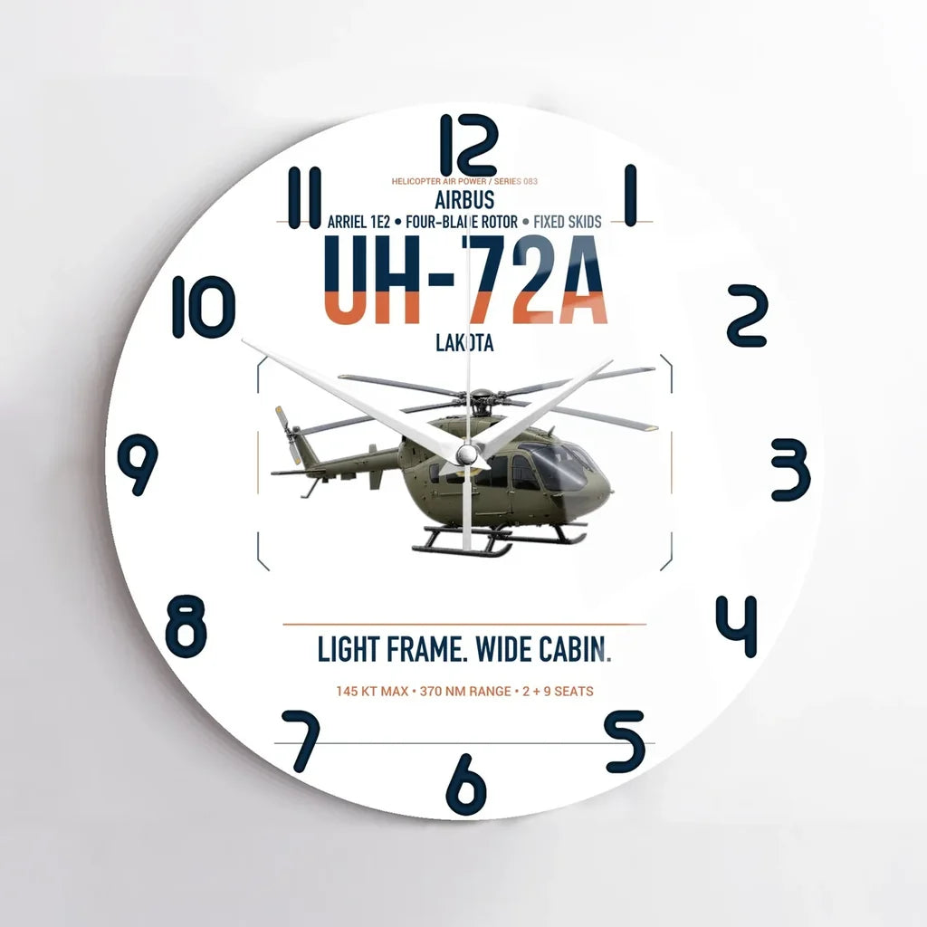 Airbus UH-72A Lakota design on white no frame wall clock