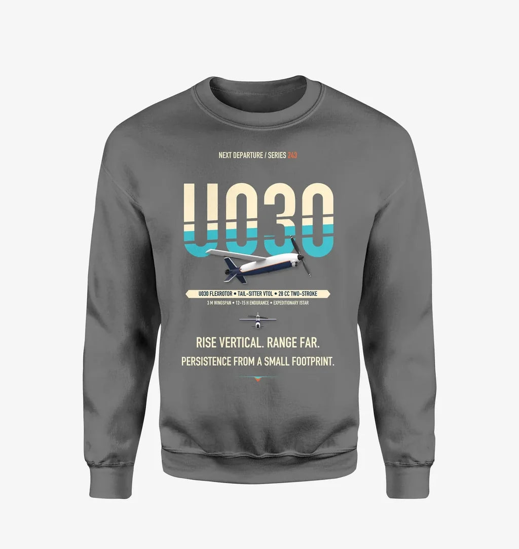 Airbus U030 Flexrotor design on gray sweatshirt