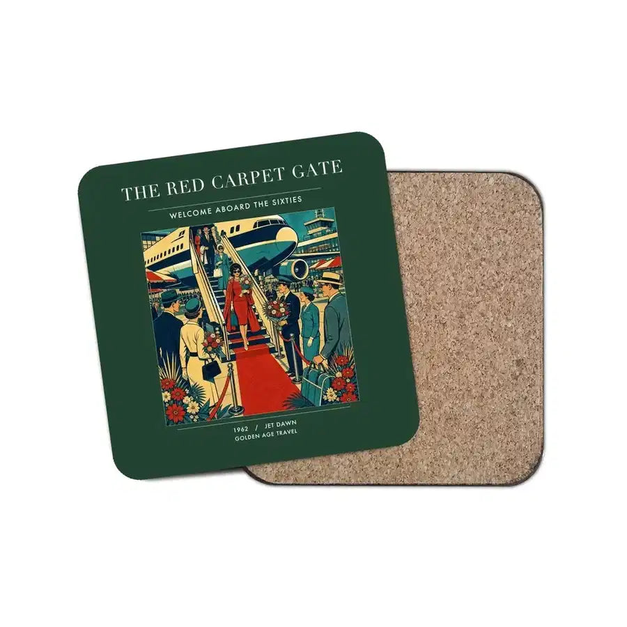 The Red Carpet Gate - Designed Coasters design on dark green 1-piece