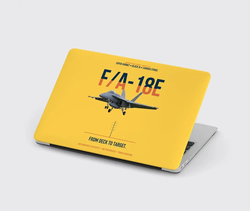 F-A-18E Super Hornet Block III From Deck To Target design on yellow MacBook case